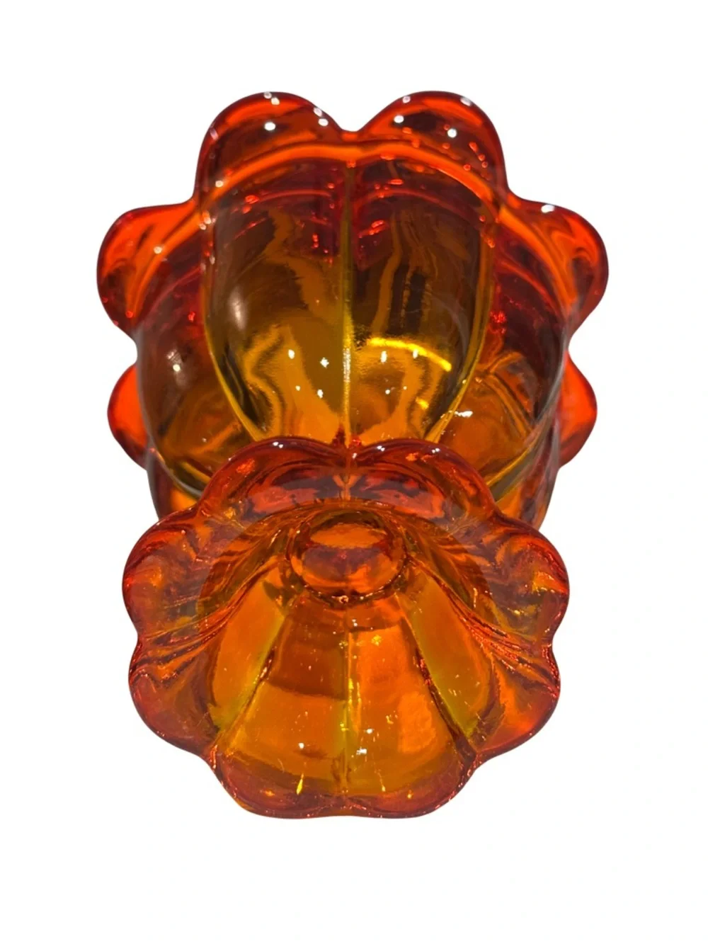 Rare Vintage Viking Glass Tall Candy Dish Amberina Mcm With Lid - Picture 4 of 6
